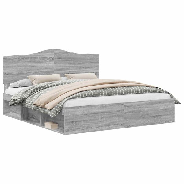 vidaXL Cadre de lit Gris Sonoma 180 x 200 cm Pin massif