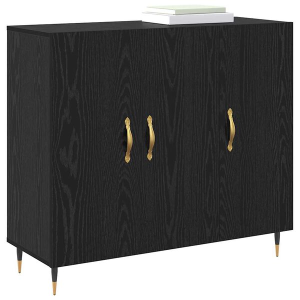 vidaXL Buffet Ch&ecirc;ne noir 90 x 34 x 80 cm Bois d'ing&eacute;nierie