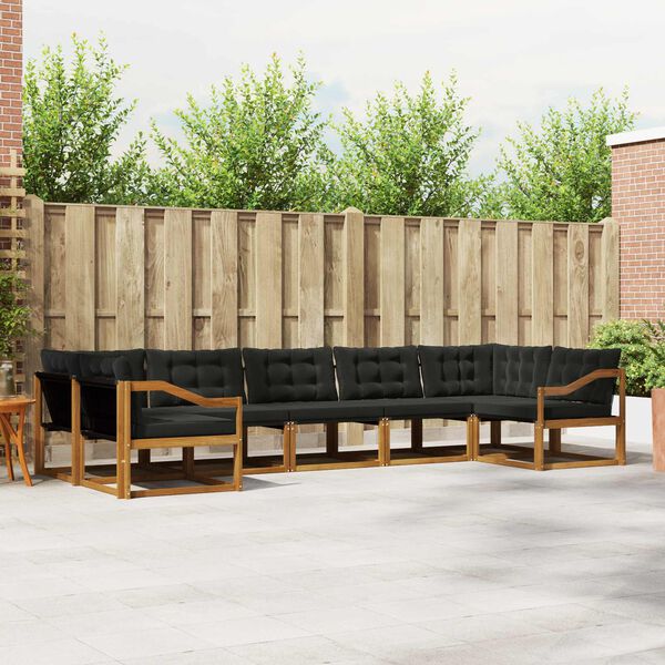 vidaXL Ensemble de canap&eacute;s d'ext&eacute;rieur 7 pcs Naturel et Noir