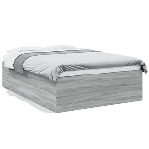 vidaXL Cadre de lit sans matelas sonoma gris 135x190 cm