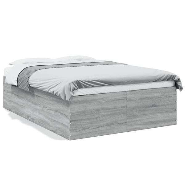 vidaXL Cadre de lit sans matelas sonoma gris 135x190 cm