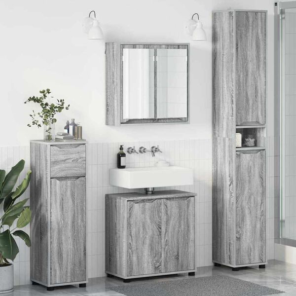 vidaXL Ensemble de mobilier de salle de bain 4 pcs Gris Sonoma