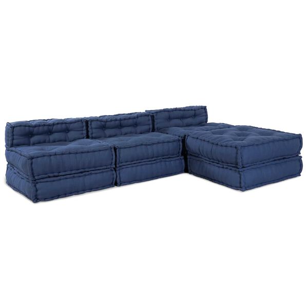 vidaXL Canapé modulaire 4 pcs Indigo tissu