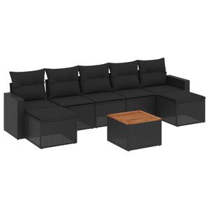 vidaXL Salon de jardin 8 pcs avec coussins noir r&eacute;sine tress&eacute;e