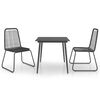 vidaXL Ensemble &agrave; manger de jardin 3 pcs PVC r&eacute;sine tress&eacute;e noir