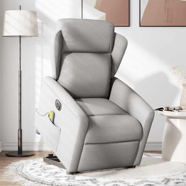 vidaXL Fauteuil inclinable de massage électrique gris nuage tissu