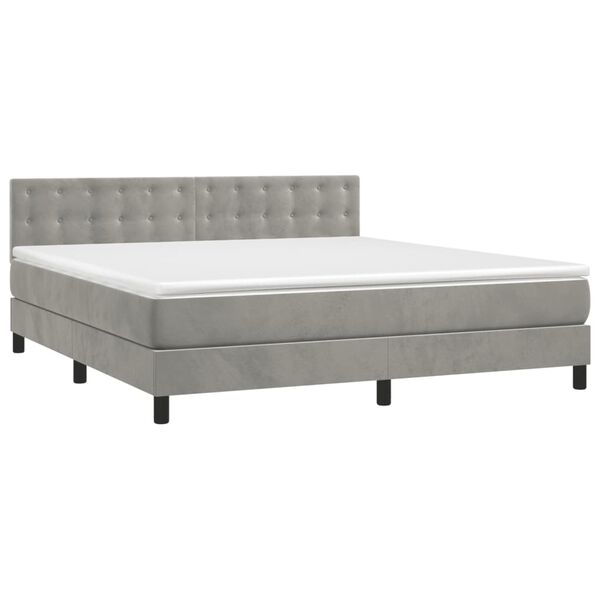 vidaXL Sommier &agrave; lattes de lit matelas et LED Gris clair 180x200 cm