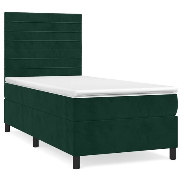 vidaXL Sommier &agrave; lattes de lit avec matelas Vert fonc&eacute; 90x190 cm