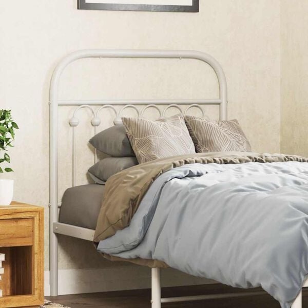 vidaXL T&ecirc;te de lit de remplacement m&eacute;tal blanc 75 cm