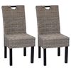 vidaXL Chaises &agrave; manger lot de 2 rotin Kubu bois de manguier