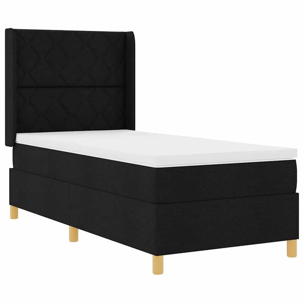 vidaXL Lit &agrave; ressorts avec matelas Noir 90 x 190 cm tissu