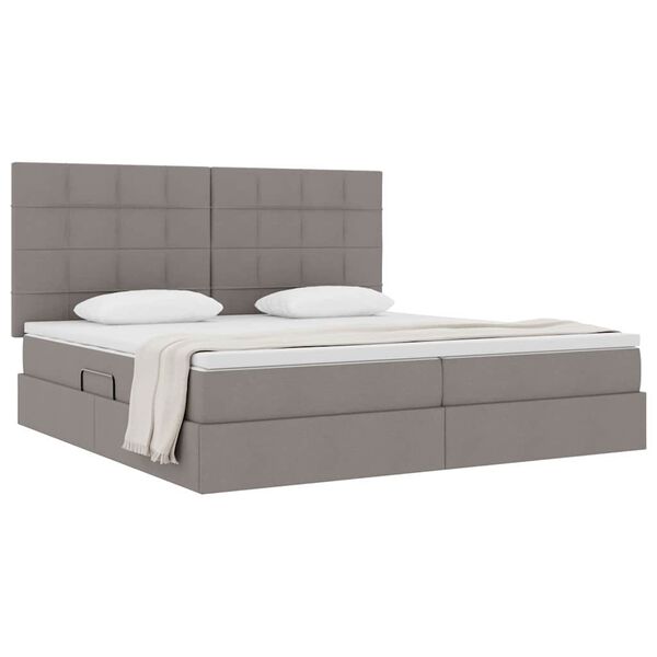 vidaXL Lit avec rangement et matelas Taupe 200 x 200 cm Polyester