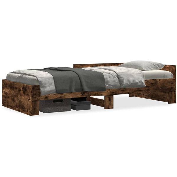 vidaXL Cadre de lit sans matelas ch&ecirc;ne fum&eacute; 90x190cm bois d'ing&eacute;nierie
