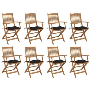 vidaXL Chaises pliables d'ext&eacute;rieur et coussins lot de 8 Bois d'acacia