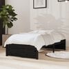 vidaXL Cadre de lit sans matelas noir bois massif 75x190 cm