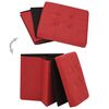 vidaXL Tabouret de rangement pliable Rouge bordeaux Faux lin