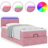 vidaXL Lit ottoman avec matelas et LED rose 80x200cm velours
