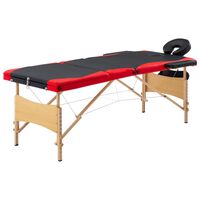 vidaXL Table de massage pliable 3 zones Bois Noir et rouge