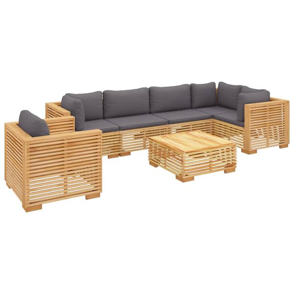 vidaXL Salon de jardin 7 pcs avec coussins Bois de teck solide