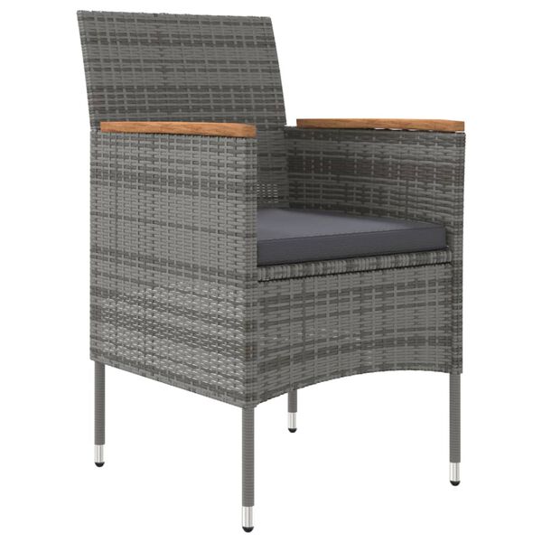 vidaXL Ensemble &agrave; manger de jardin et coussins 3 pcs Gris et noir