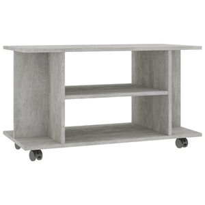 vidaXL Meuble TV et roulettes gris b&eacute;ton 80x40x45 cm bois d'ing&eacute;nierie