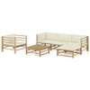 vidaXL Salon de jardin 6 pcs avec coussins blanc cr&egrave;me bambou