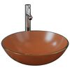 vidaXL Lavabo de bain avec robinet et drain &agrave; poussoir Verre tremp&eacute;