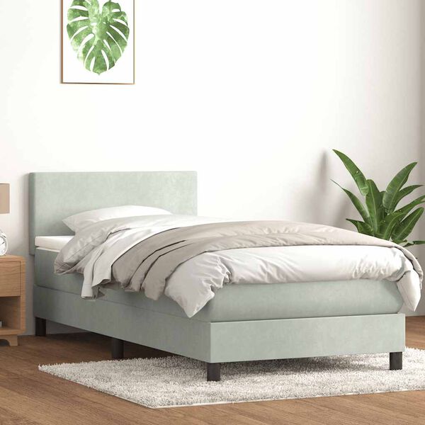 vidaXL Sommier &agrave; lattes de lit et matelas et LED gris clair 100x210cm velours