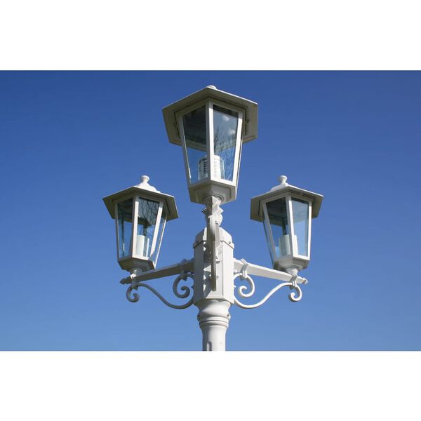 vidaXL Lampadaire de jardin 3 bras 215 cm Blanc Aluminium