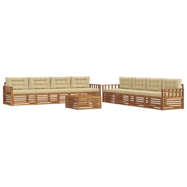 vidaXL Ensemble de canap&eacute;s d'ext&eacute;rieur 9 pcs Naturel et Beige