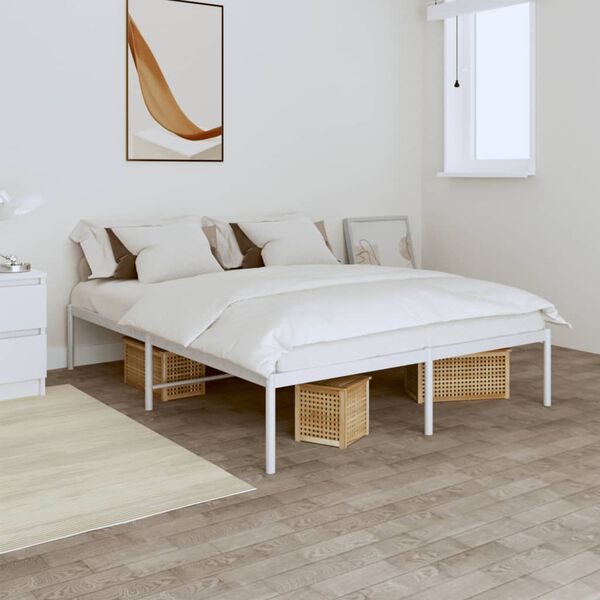 vidaXL Cadre de lit métal sans matelas blanc 140x200 cm