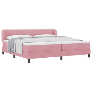 vidaXL Lit &agrave; ressorts avec t&ecirc;te de lit Rose 200 x 200 cm Velours