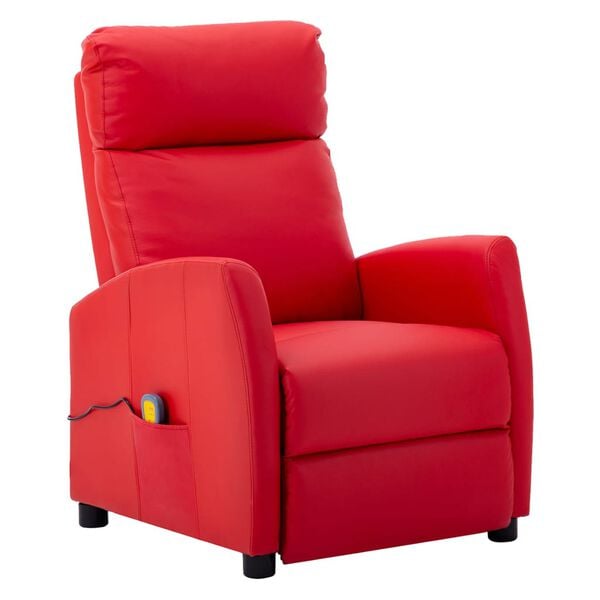 vidaXL Fauteuil de massage &eacute;lectrique Rouge Similicuir
