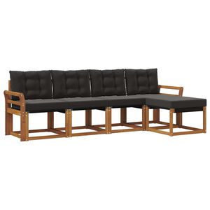 vidaXL Ensemble de canap&eacute;s d'ext&eacute;rieur 5 pcs Naturel et Noir