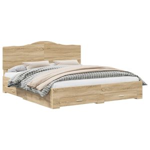 vidaXL Cadre de lit Ch&ecirc;ne Sonoma 200 x 200 cm Bois d'ing&eacute;nierie