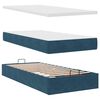 vidaXL Cadre de lit ottoman avec matelas bleu fonc&eacute; 200x200 cm velours