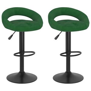 vidaXL Tabourets de bar lot de 2 vert fonc&eacute; velours