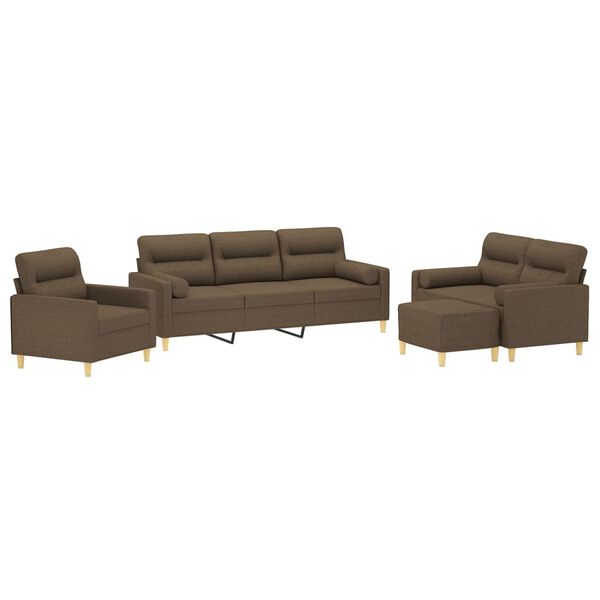 vidaXL Ensemble de canap&eacute;s 3pcs coussins d&eacute;coratifs et coussins Marron