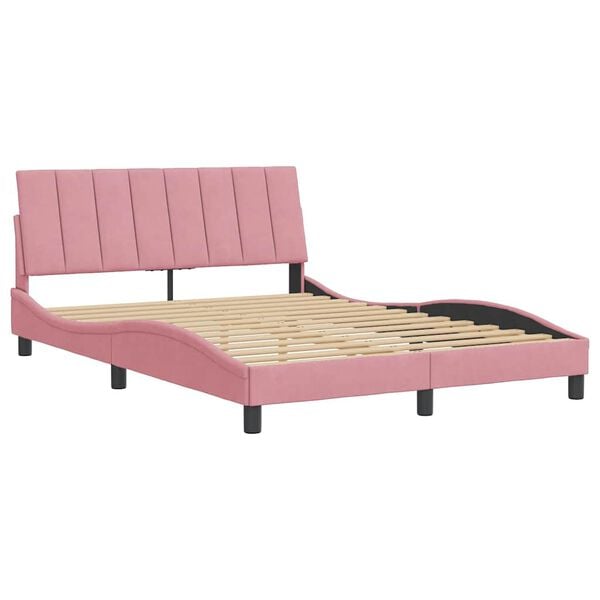 vidaXL Cadre de lit sans matelas Hanko rose 140x190 cm velours