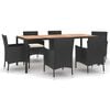vidaXL Ensemble &agrave; manger de jardin coussins 7pcs Noir R&eacute;sine tress&eacute;e