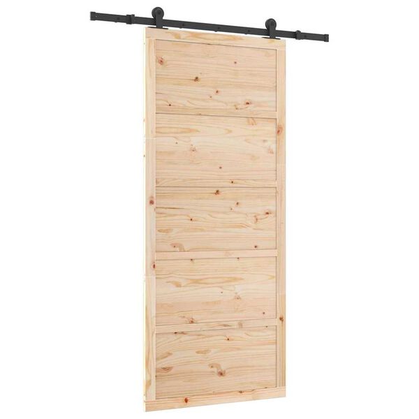 vidaXL Porte coulissante Marron 80 x 208 cm Bois de pin massif
