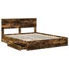 vidaXL Lit de Rangement Ch&ecirc;ne fum&eacute; 160 x 200 cm Bois d'ing&eacute;nierie