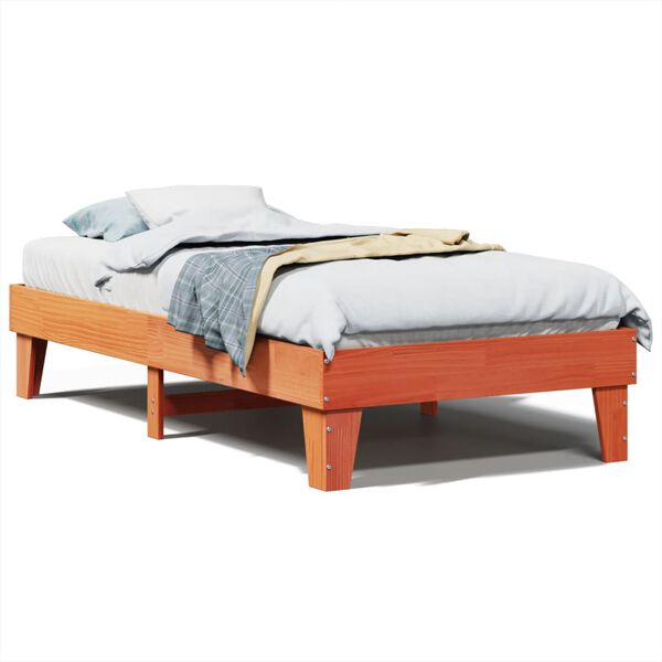 vidaXL Cadre de lit sans matelas cire marron 75x190 cm bois pin massif
