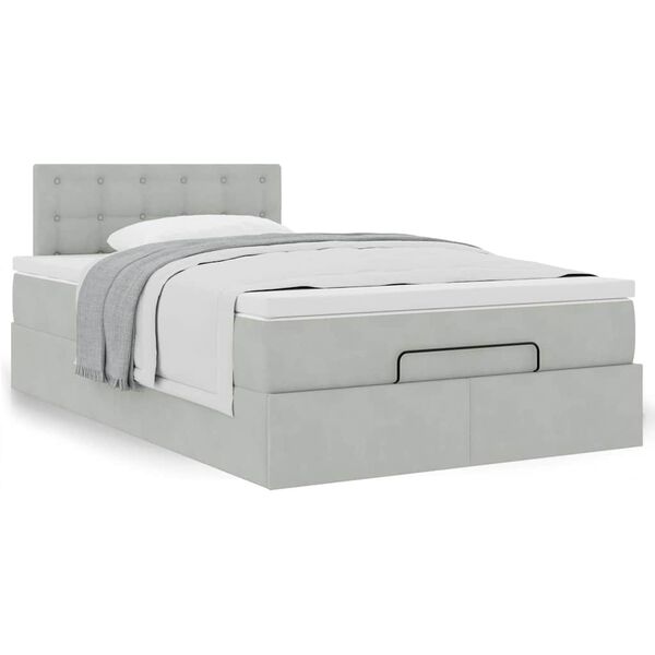vidaXL Cadre de lit ottoman et matelas gris clair 120x200 cm velours