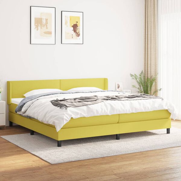 vidaXL Sommier &agrave; lattes de lit avec matelas Vert 200x200 cm Tissu