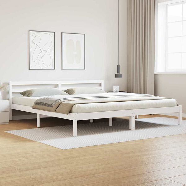 vidaXL Cadre de lit Blanc 208.6 x 157.6 x 69.4 cm Pin massif