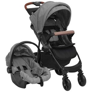 vidaXL Poussette pour b&eacute;b&eacute; 3-en-1 Gris clair Acier
