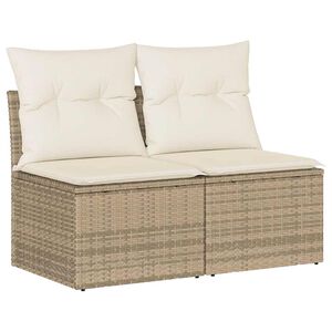 vidaXL Salon de jardin avec coussins 2 pcs beige r&eacute;sine tress&eacute;e acacia