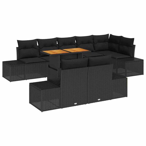 vidaXL Ensemble de salle &agrave; manger pour jardin 9 pcs Noir et Marron