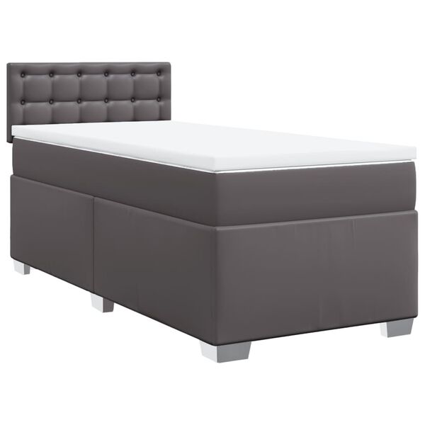 vidaXL Sommier &agrave; lattes de lit avec matelas Gris 100x200 cm Similicuir